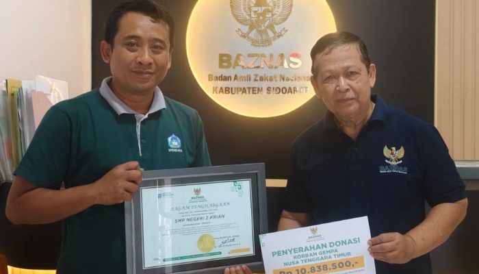 Gema Kemanusiaan dari Bumi Krian: Keluarga besar SMPN 2 Krian Salurkan Donasi Rp10,8 Juta untuk Penyintas Gempa NTT